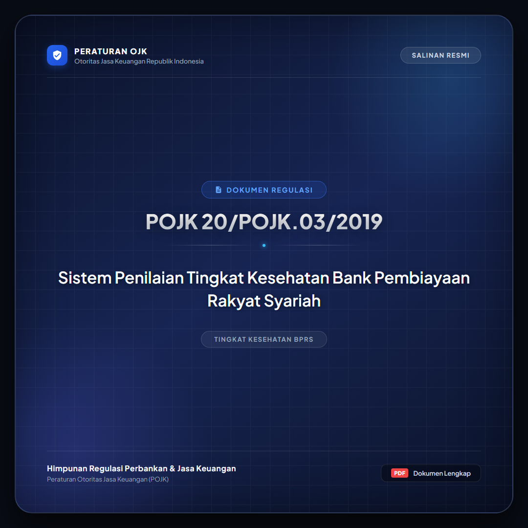 POJK 20-POJK.03-2019 - Sistem Penilaian Tingkat Kesehatan Bank Pembiayaan Rakyat Syariah